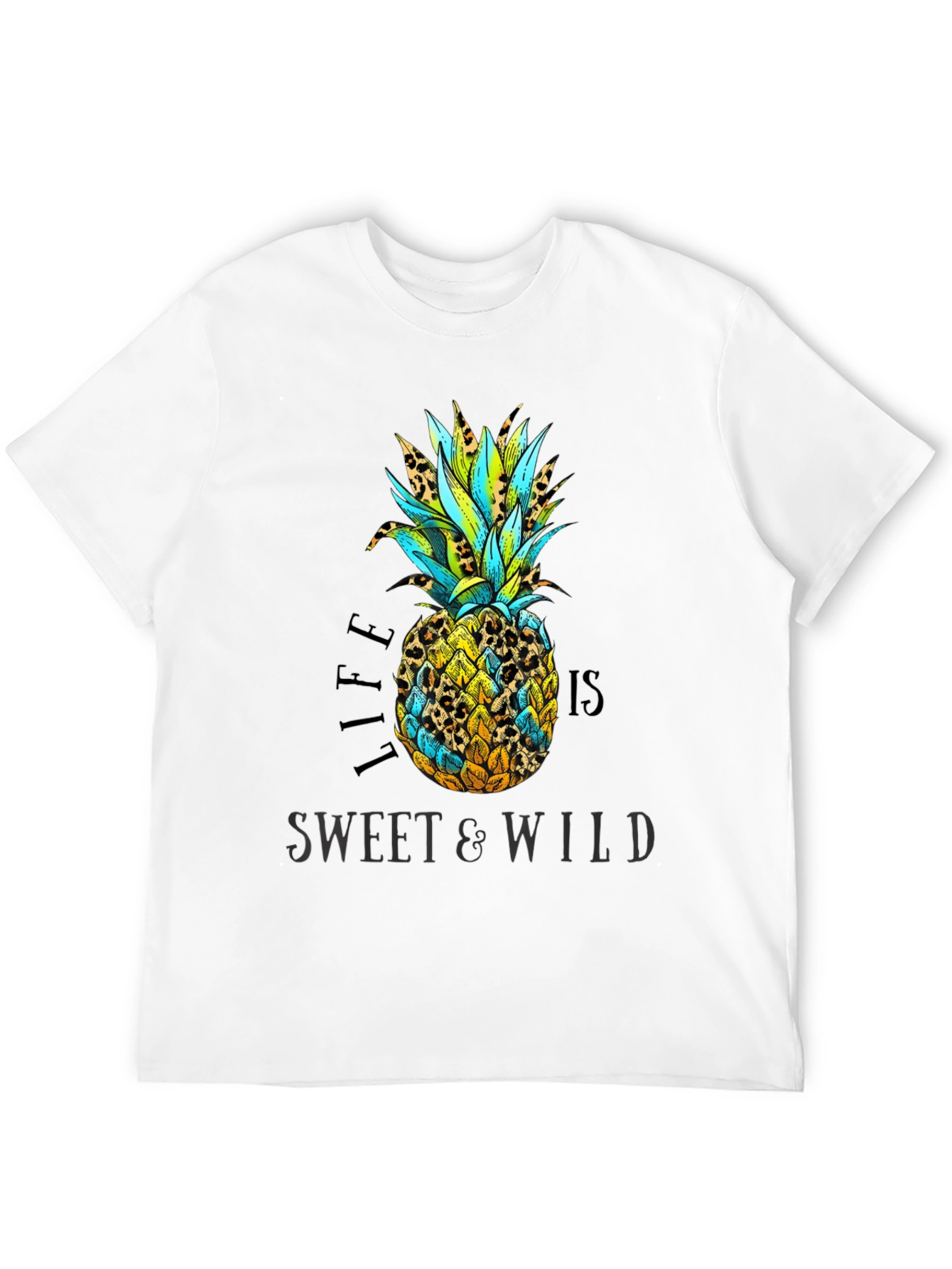 Life is Sweet & Wild Pineapple Print T-Shirt