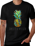 Life is Sweet & Wild Pineapple Print T-Shirt