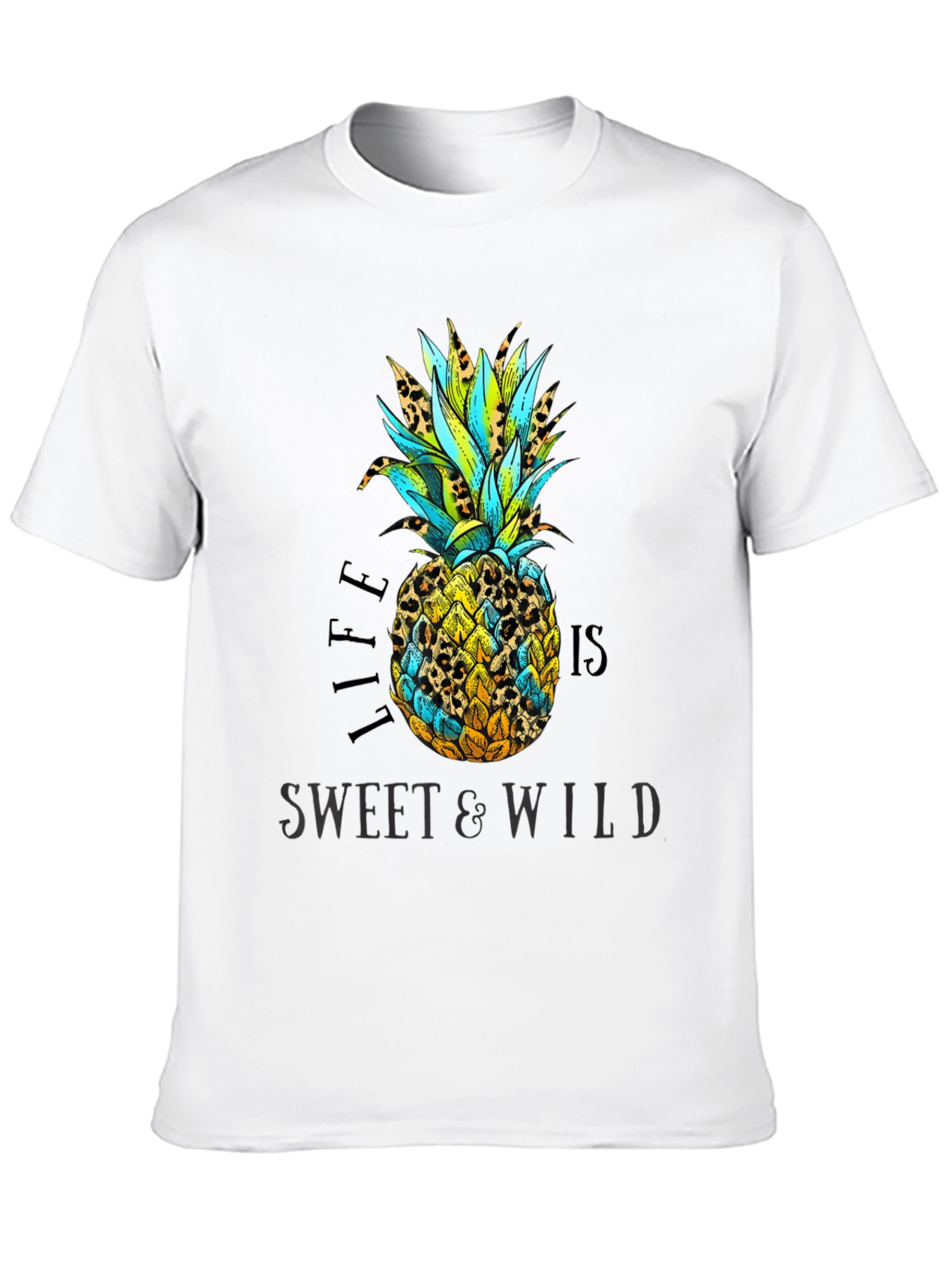 Life is Sweet & Wild Pineapple Print T-Shirt