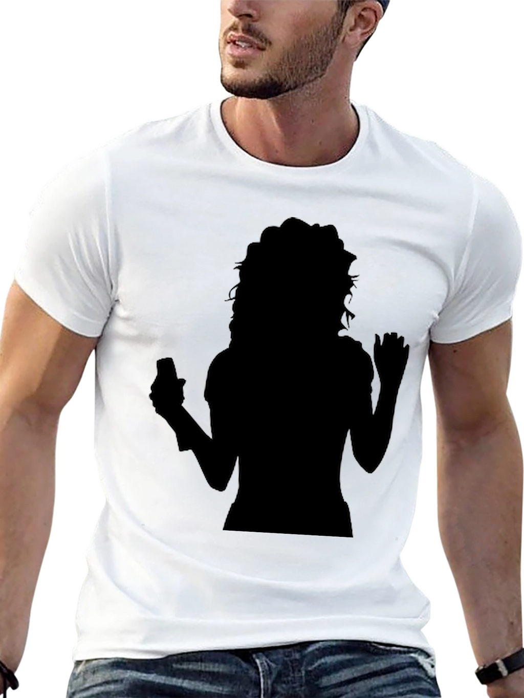 Silhouette Graphic Print Tee - Trendy Black Shirt