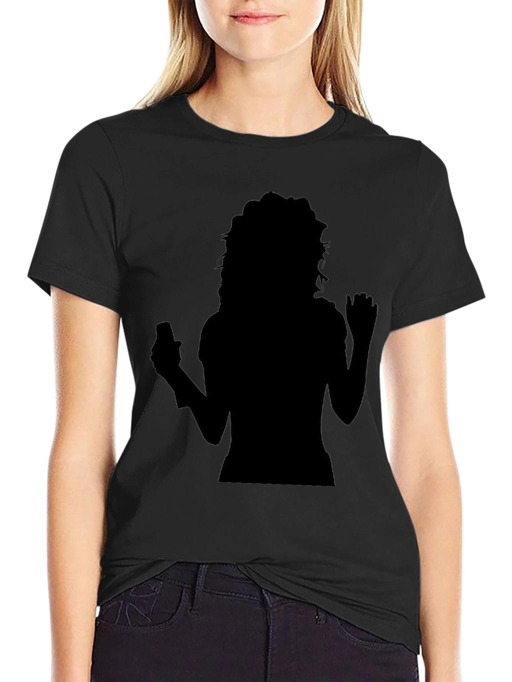 Silhouette Graphic Print Tee - Trendy Black Shirt