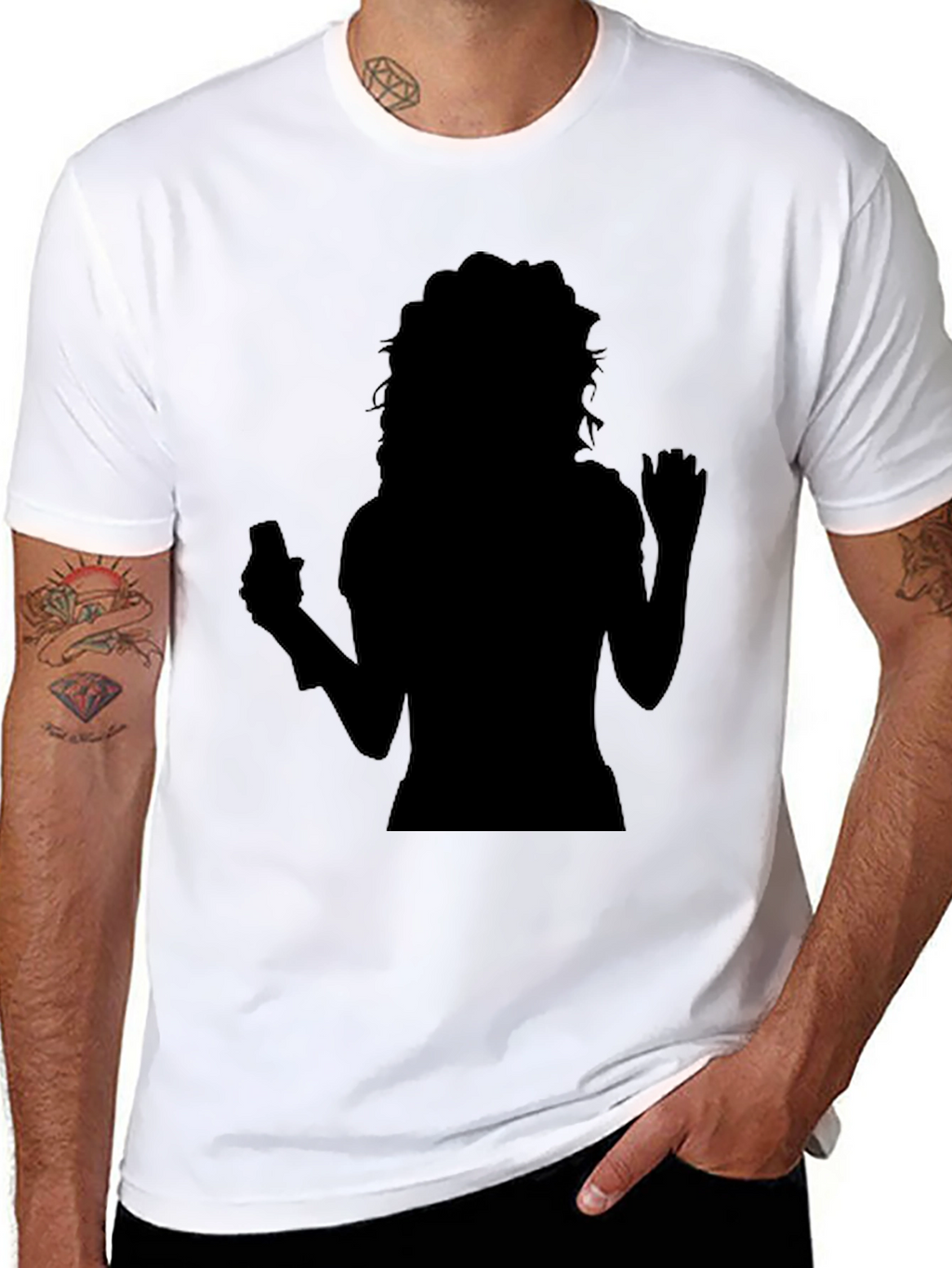 Silhouette Graphic Print Tee - Trendy Black Shirt