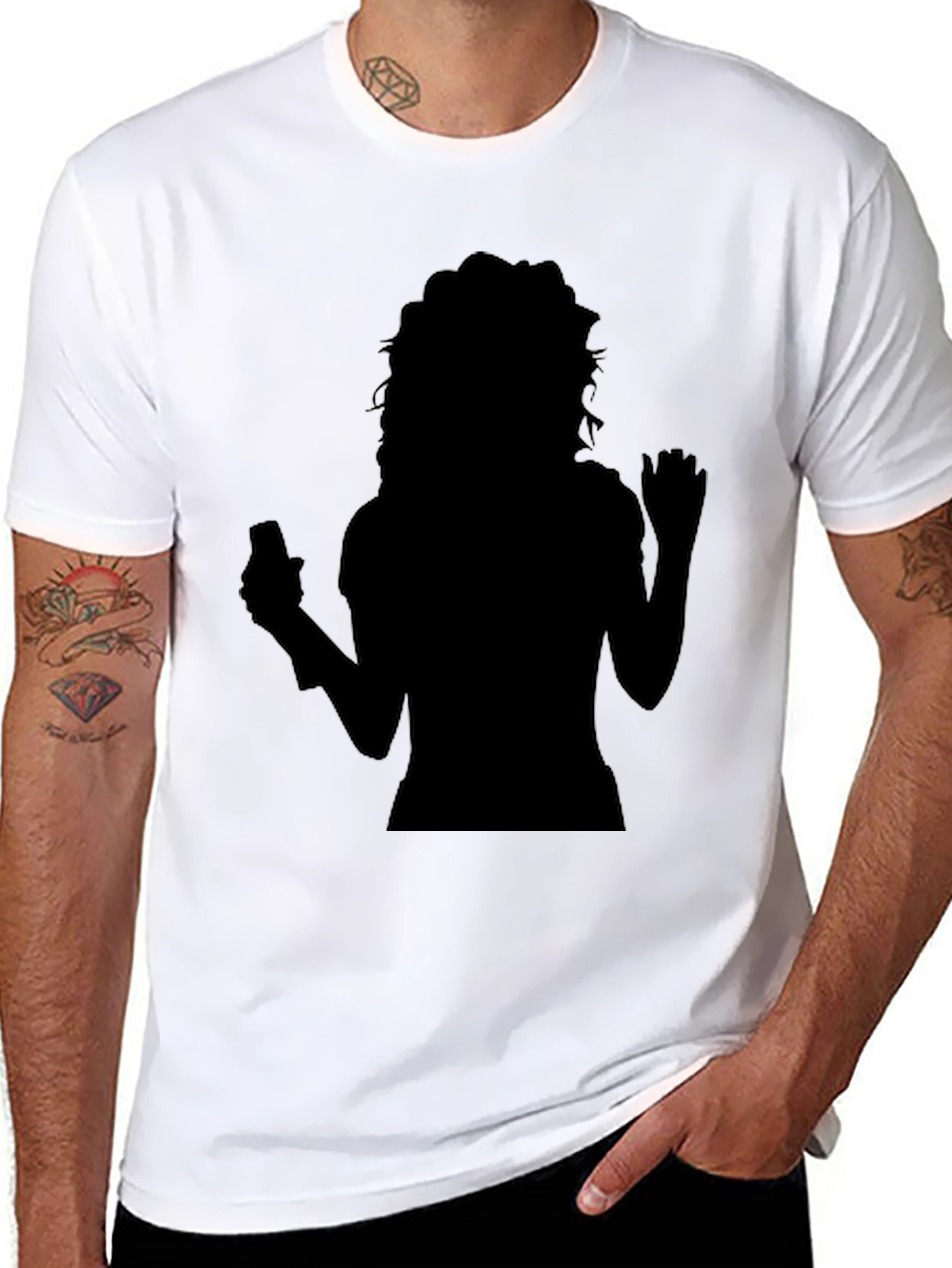 Silhouette Graphic Print Tee - Trendy Black Shirt