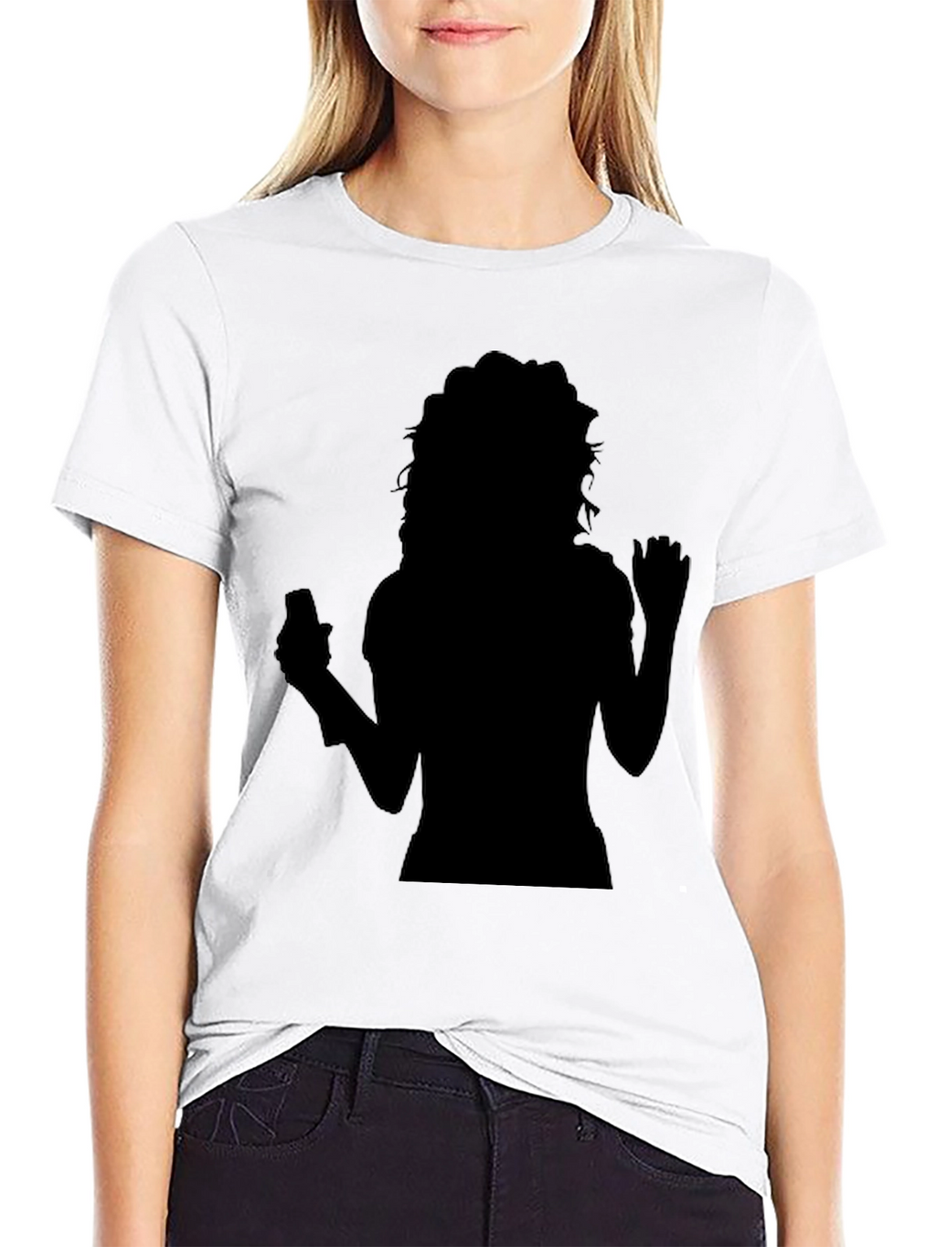 Silhouette Graphic Print Tee - Trendy Black Shirt