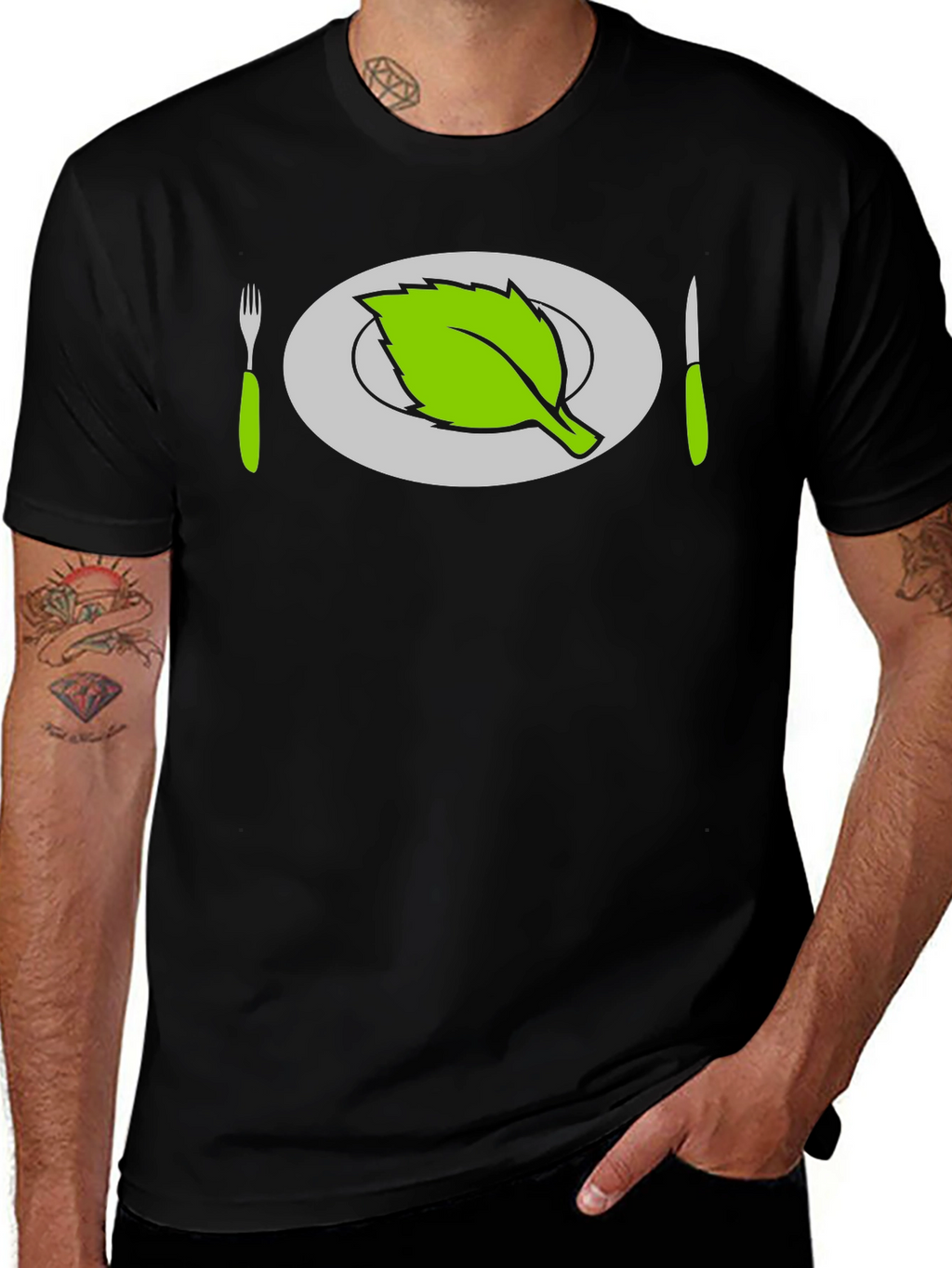 Vegan T-Shirt - Leaf Plate Graphic Tee