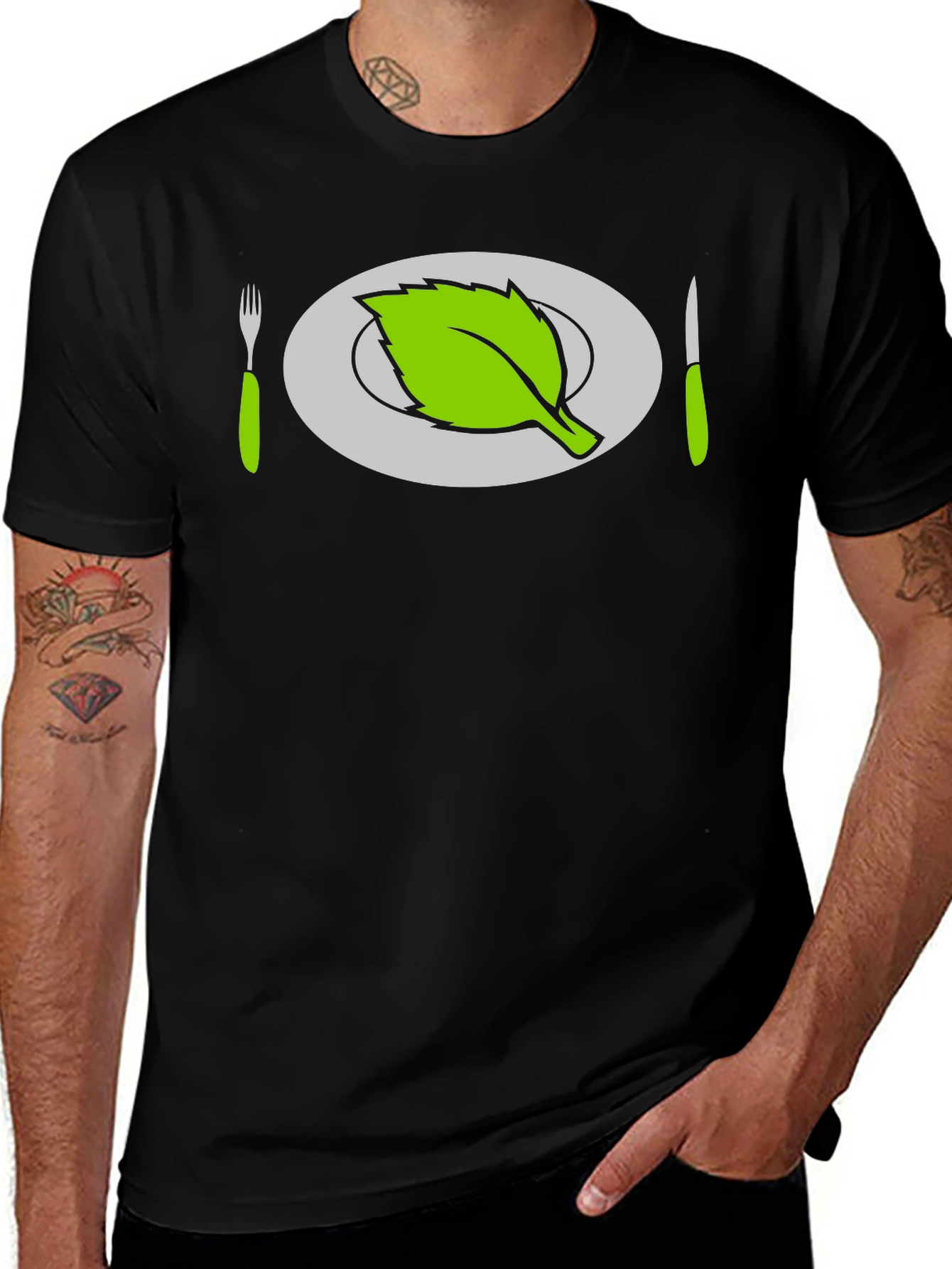 Vegan T-Shirt - Leaf Plate Graphic Tee