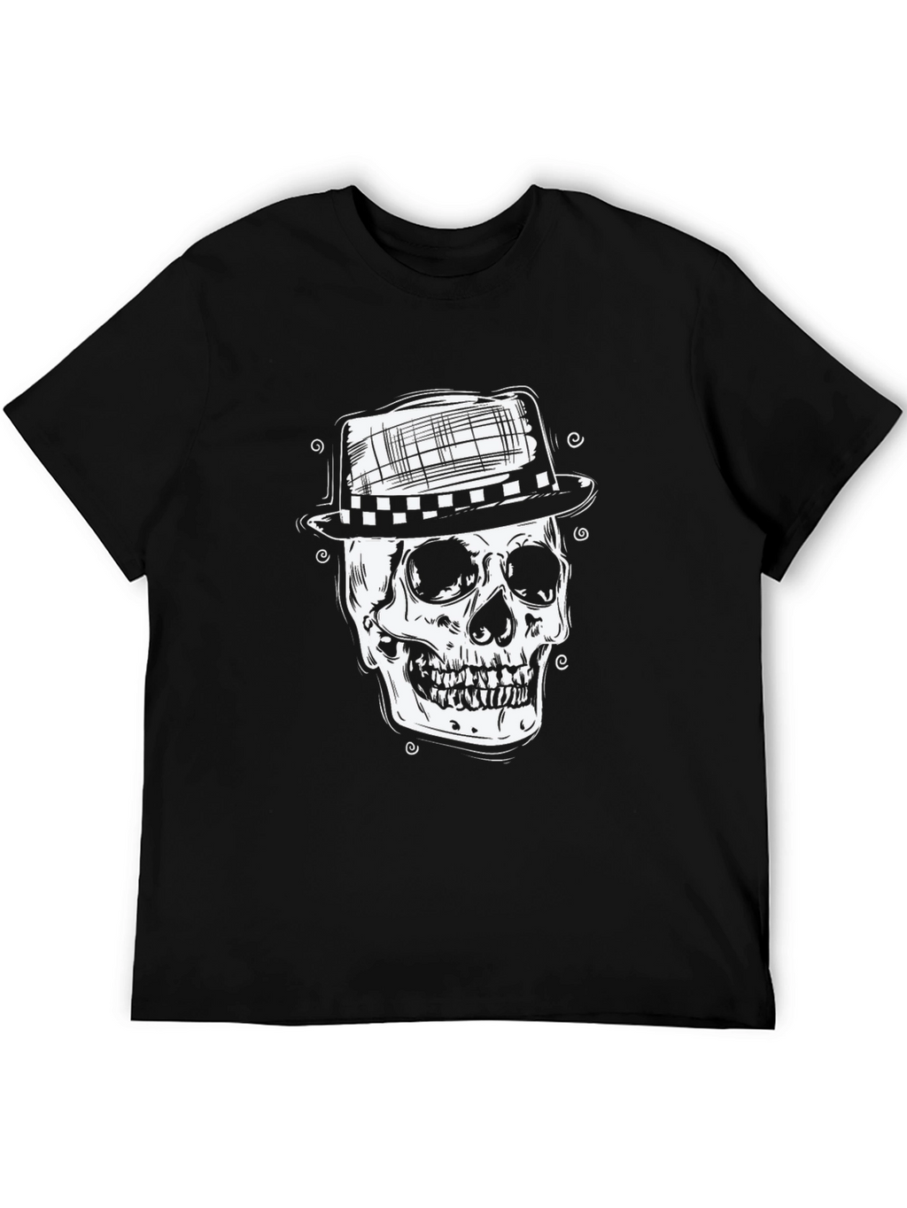 Skull in Hat Graphic Tee - Mens Black T-Shirt