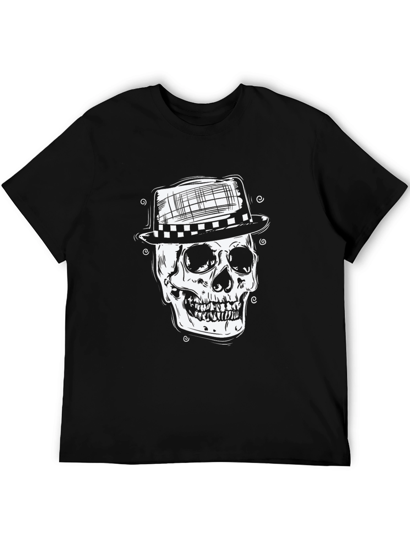 Skull in Hat Graphic Tee - Mens Black T-Shirt