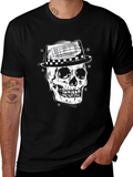 Skull in Hat Graphic Tee - Mens Black T-Shirt