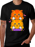 Cute Stacked Cats T-Shirt - Fun Graphic Tee