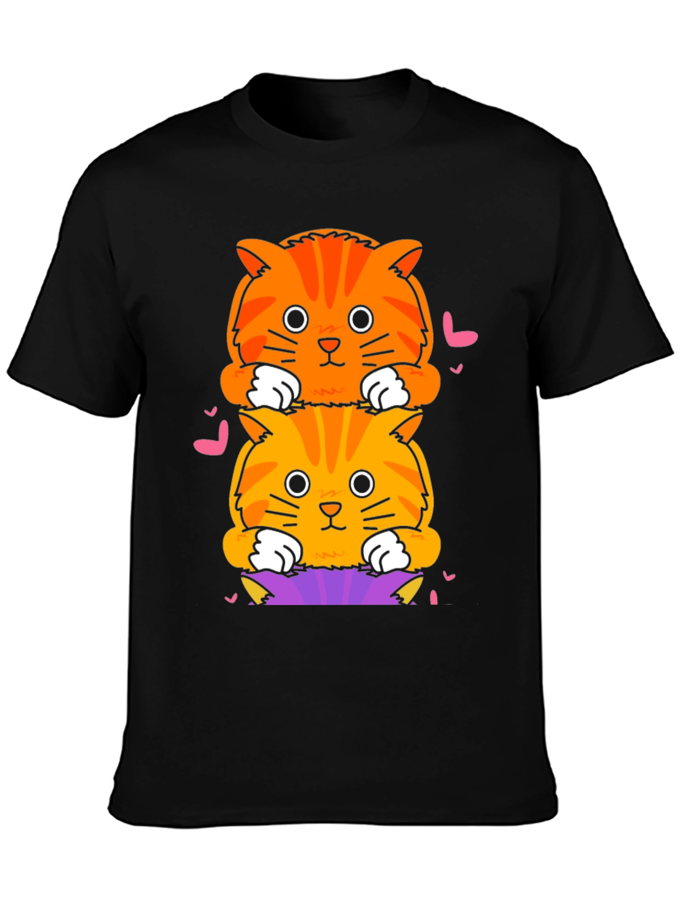 Cute Stacked Cats T-Shirt - Fun Graphic Tee