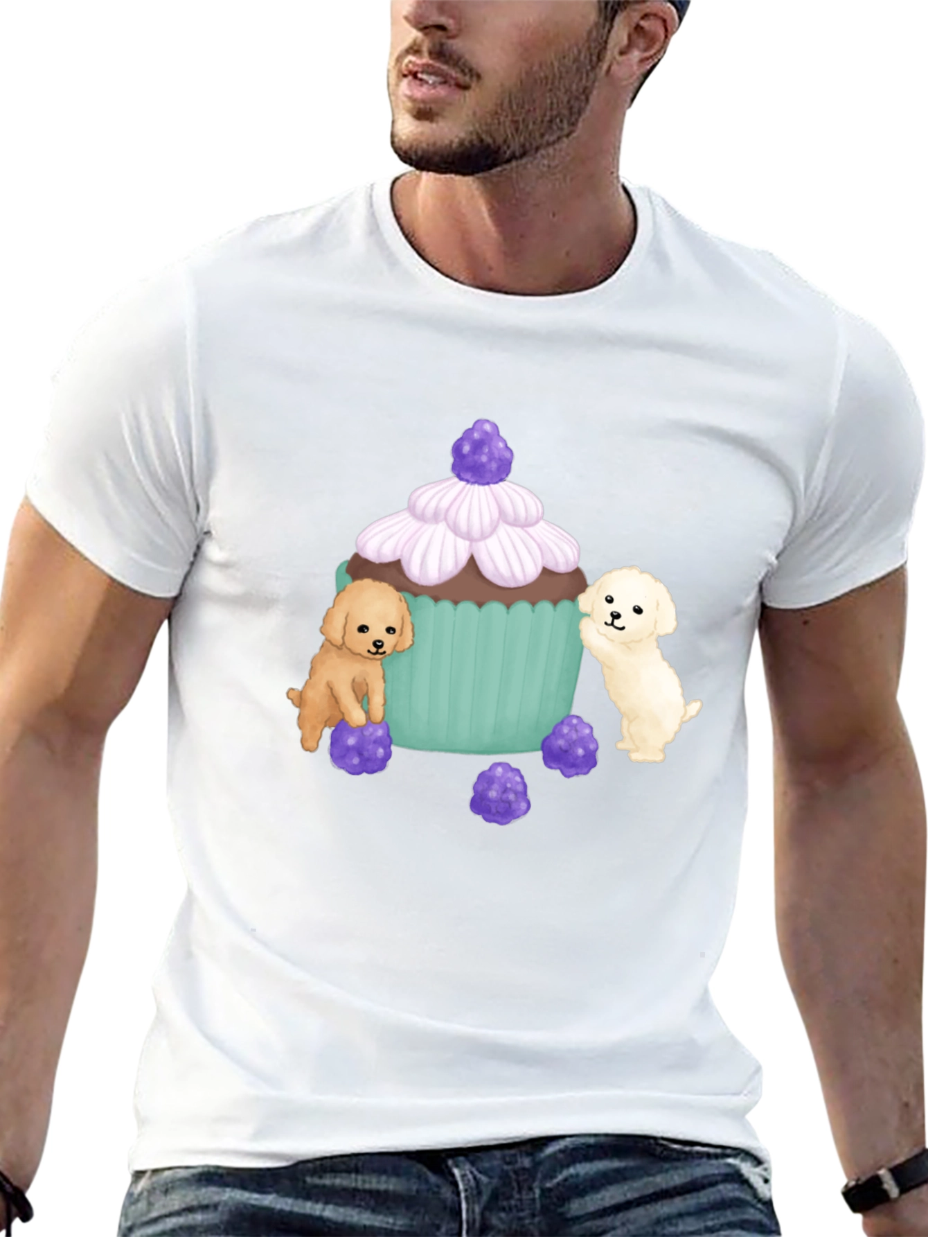 Cute Puppy Cupcake Graphic T-Shirt