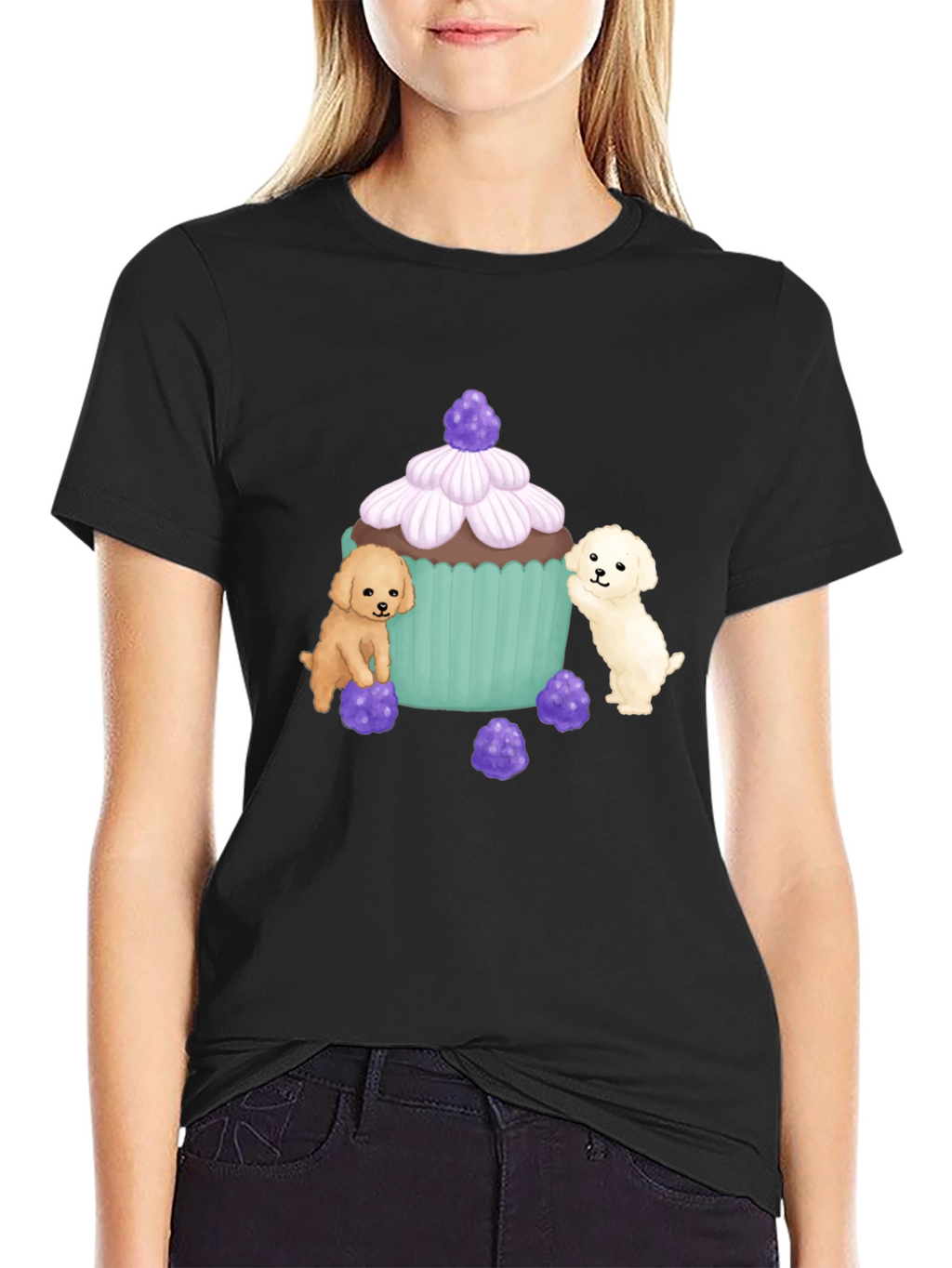 Cute Puppy Cupcake Graphic T-Shirt