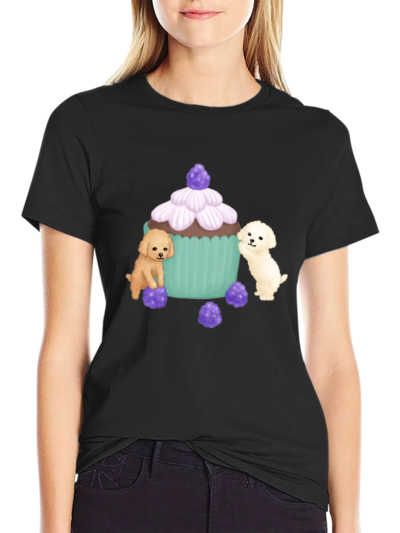 Cute Puppy Cupcake Graphic T-Shirt