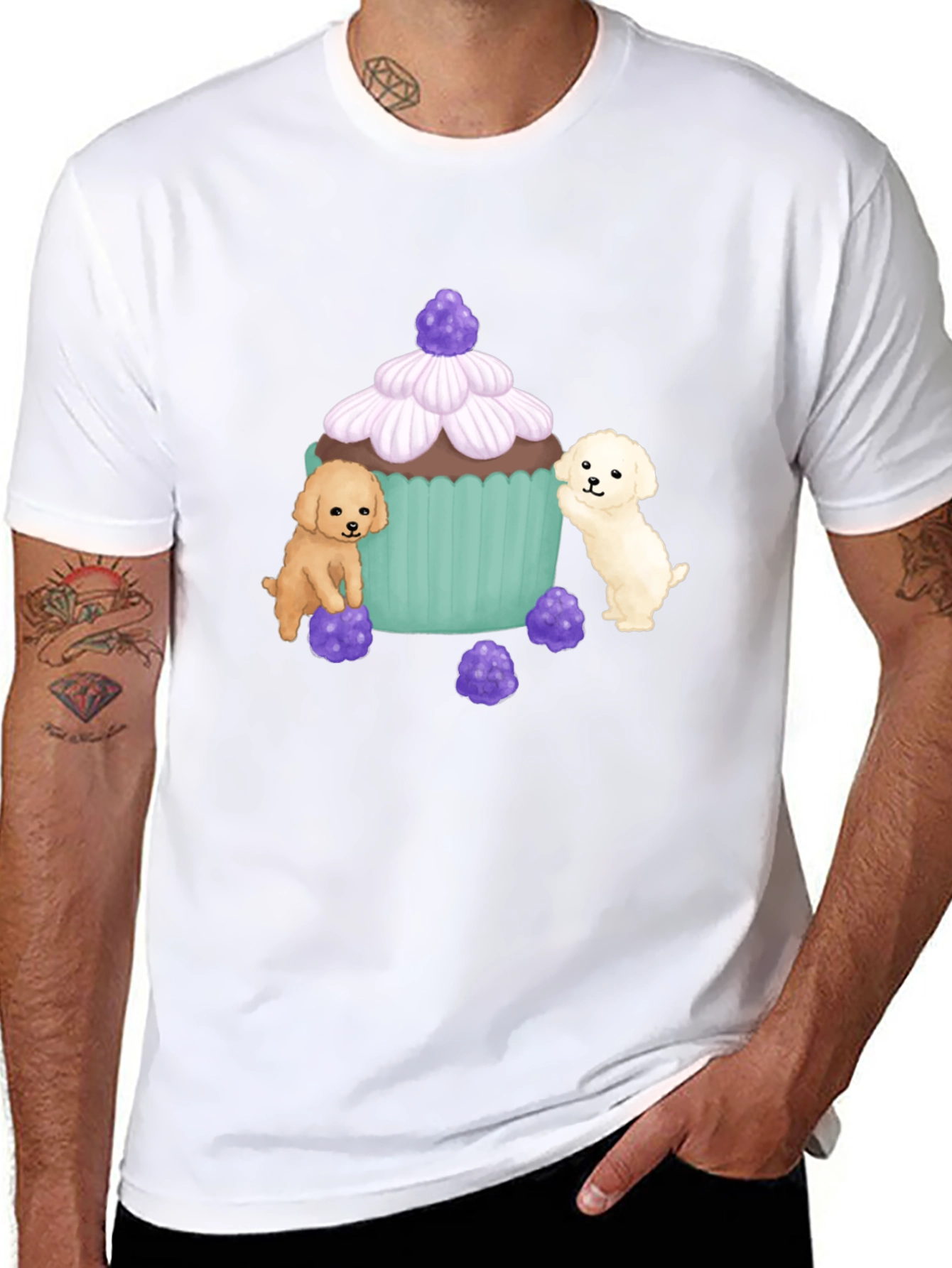 Cute Puppy Cupcake Graphic T-Shirt