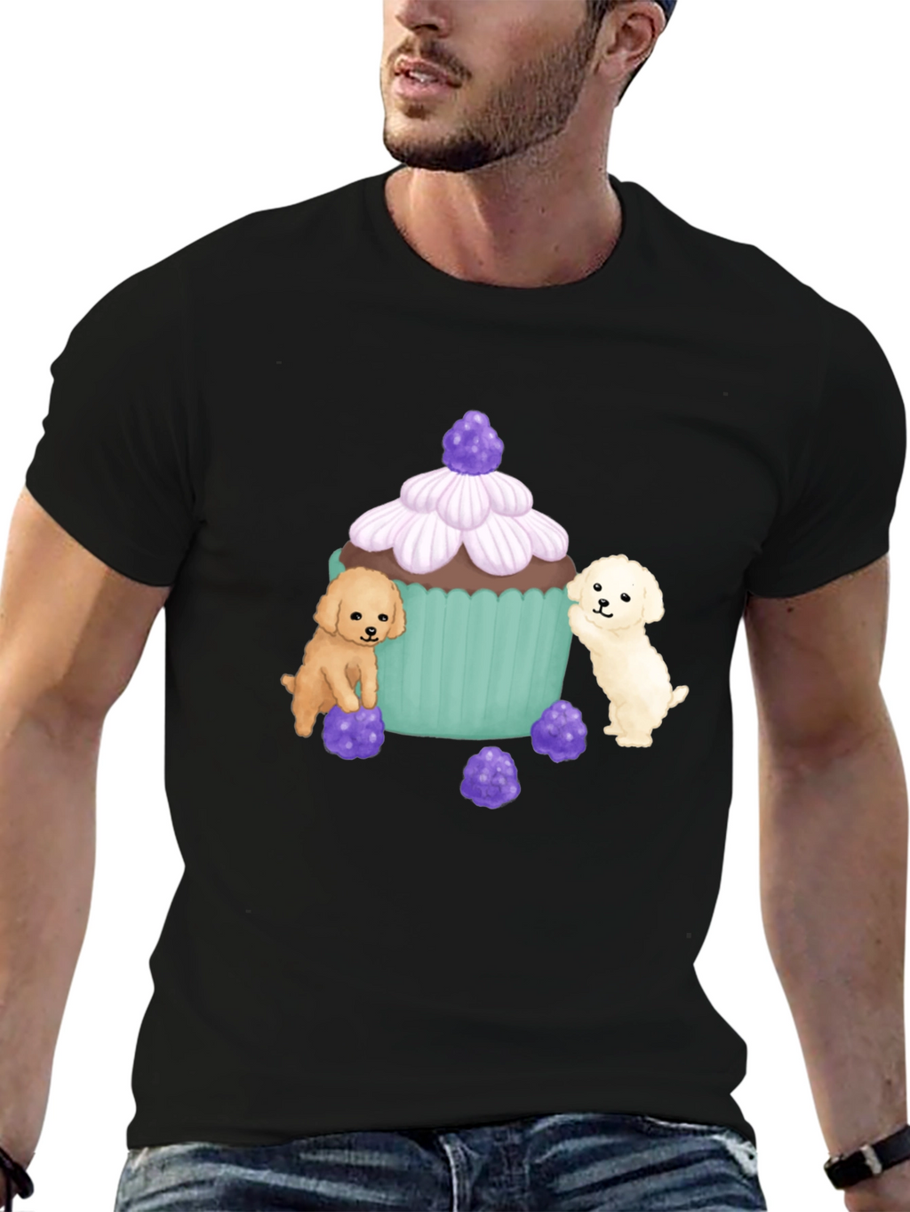 Cute Puppy Cupcake Graphic T-Shirt