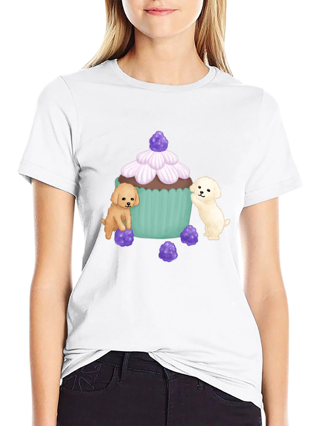 Cute Puppy Cupcake Graphic T-Shirt