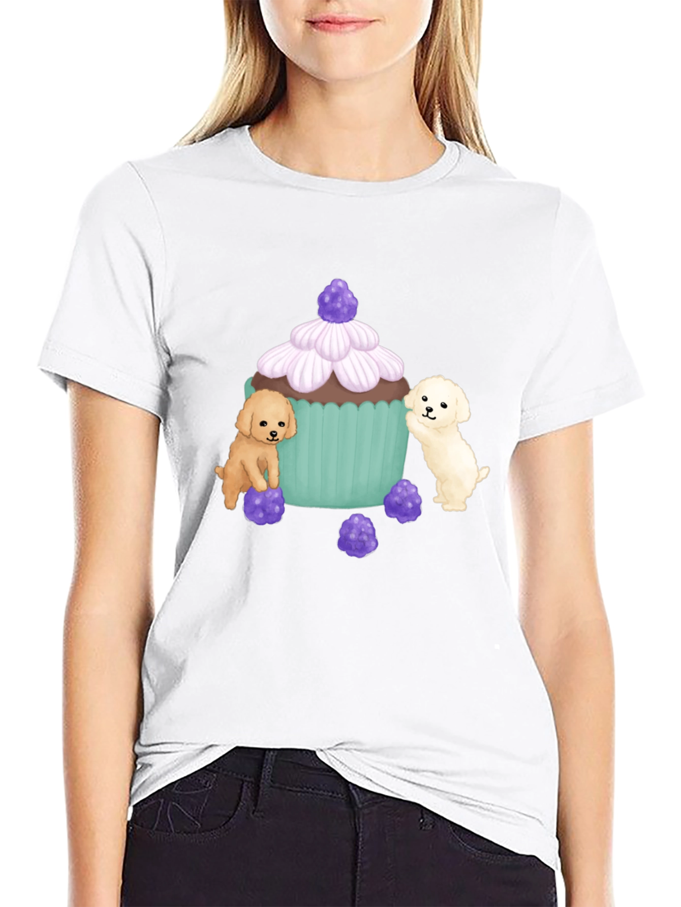 Cute Puppy Cupcake Graphic T-Shirt