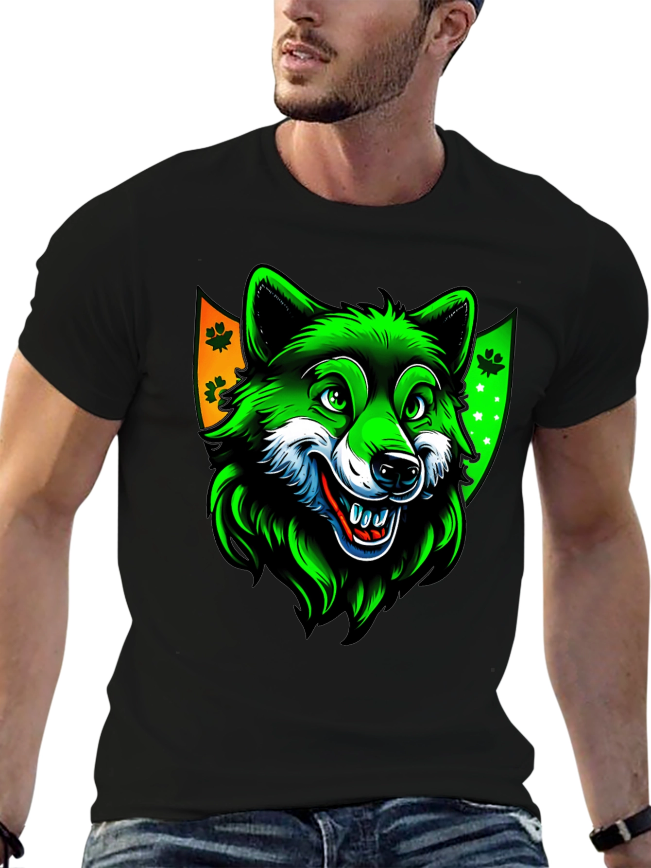 St. Patricks Day Wolf Graphic Tee - Black