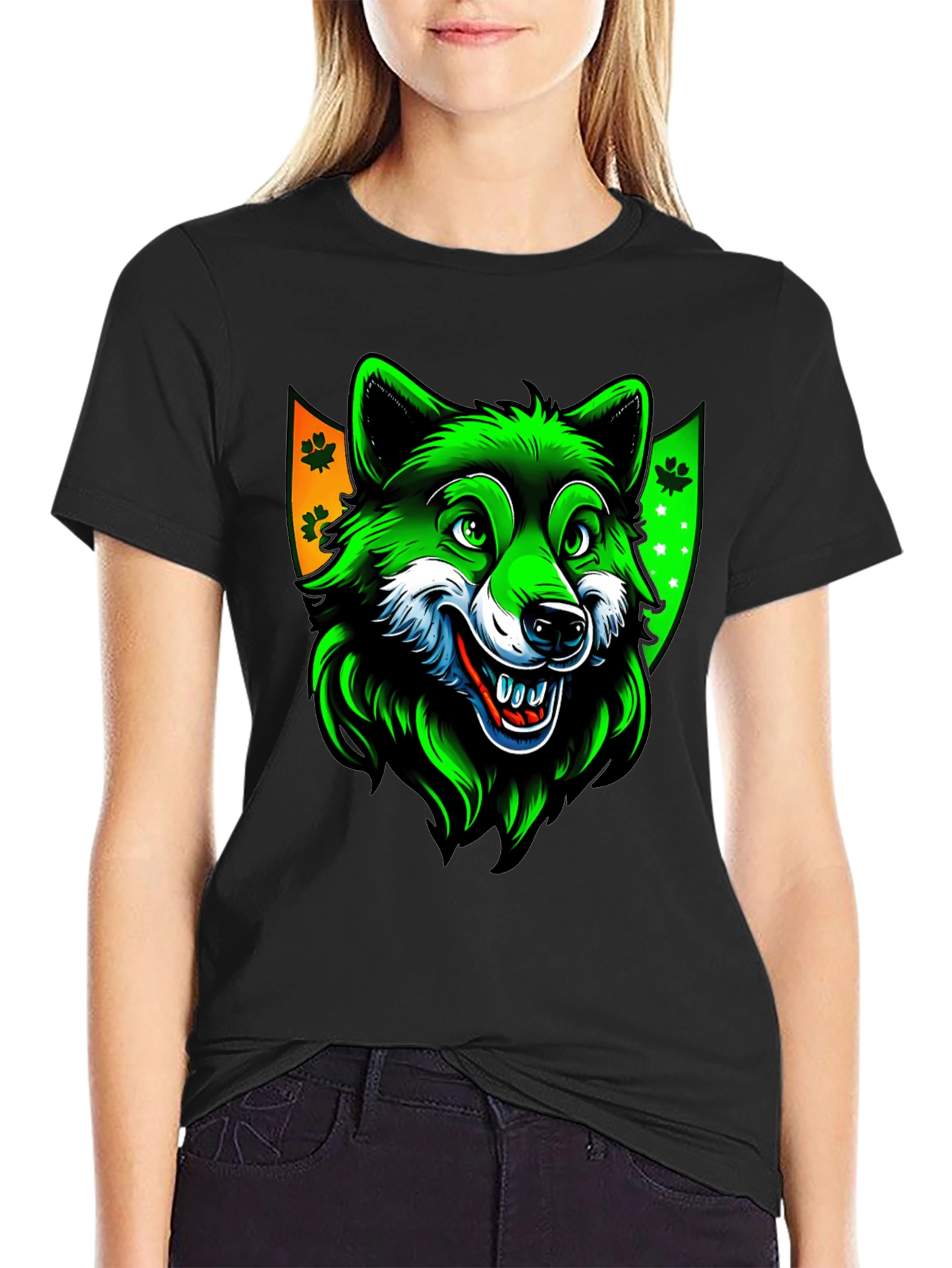 St. Patricks Day Wolf Graphic Tee - Black