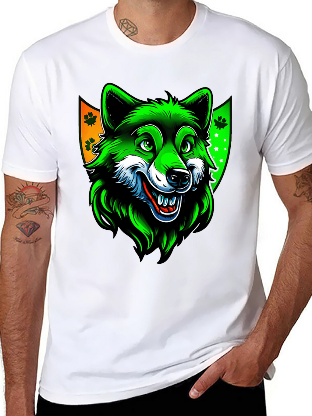 St. Patricks Day Wolf Graphic Tee - Black