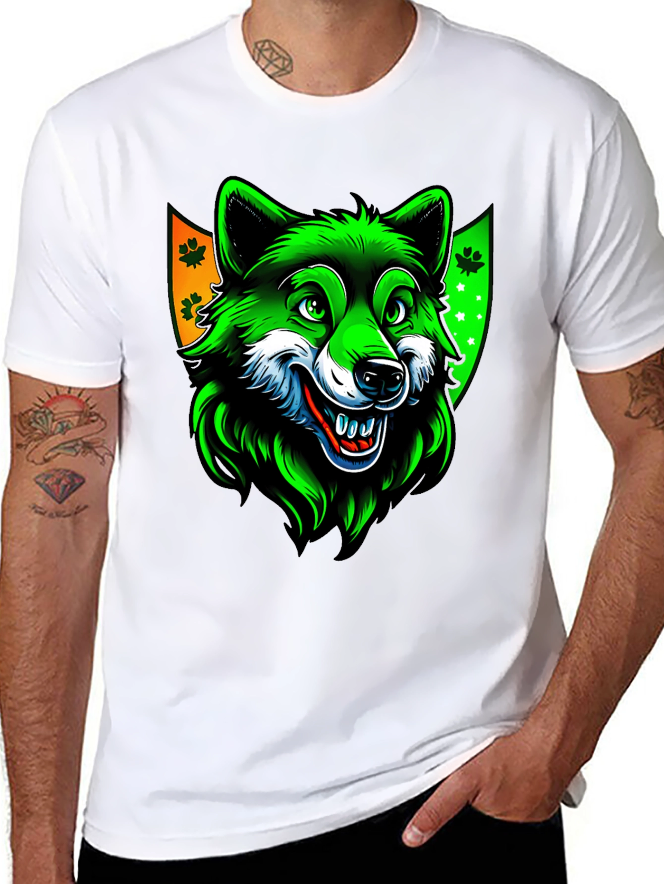St. Patricks Day Wolf Graphic Tee - Black