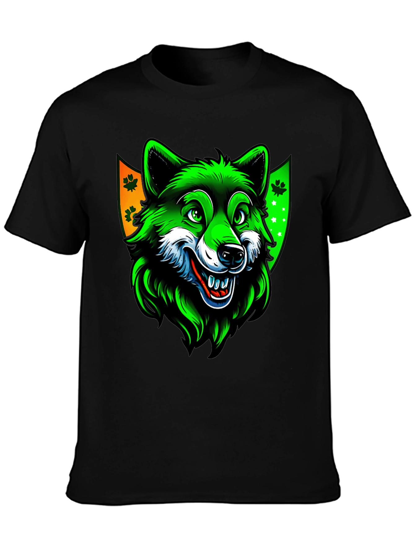 St. Patricks Day Wolf Graphic Tee - Black