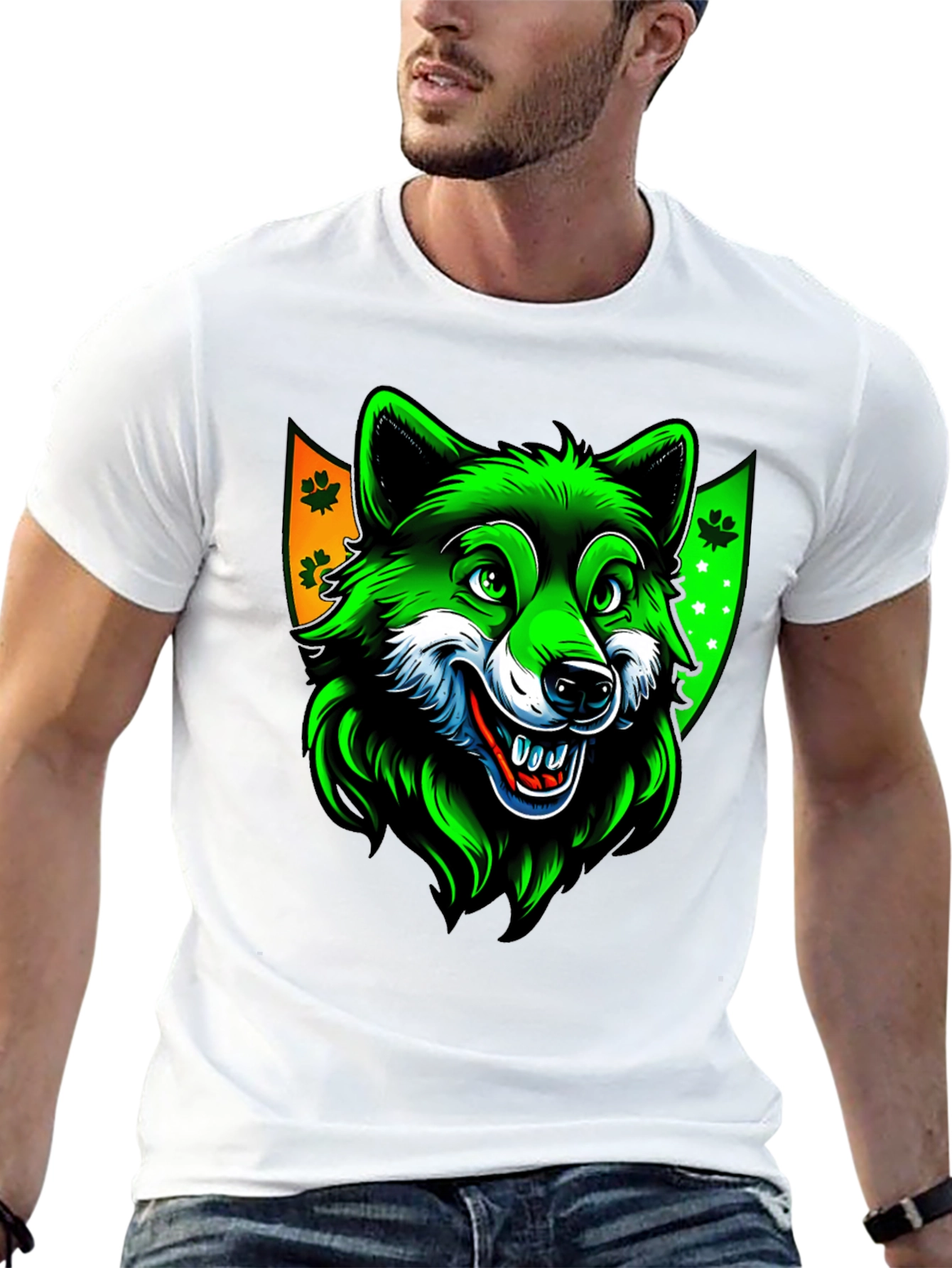 St. Patricks Day Wolf Graphic Tee - Black