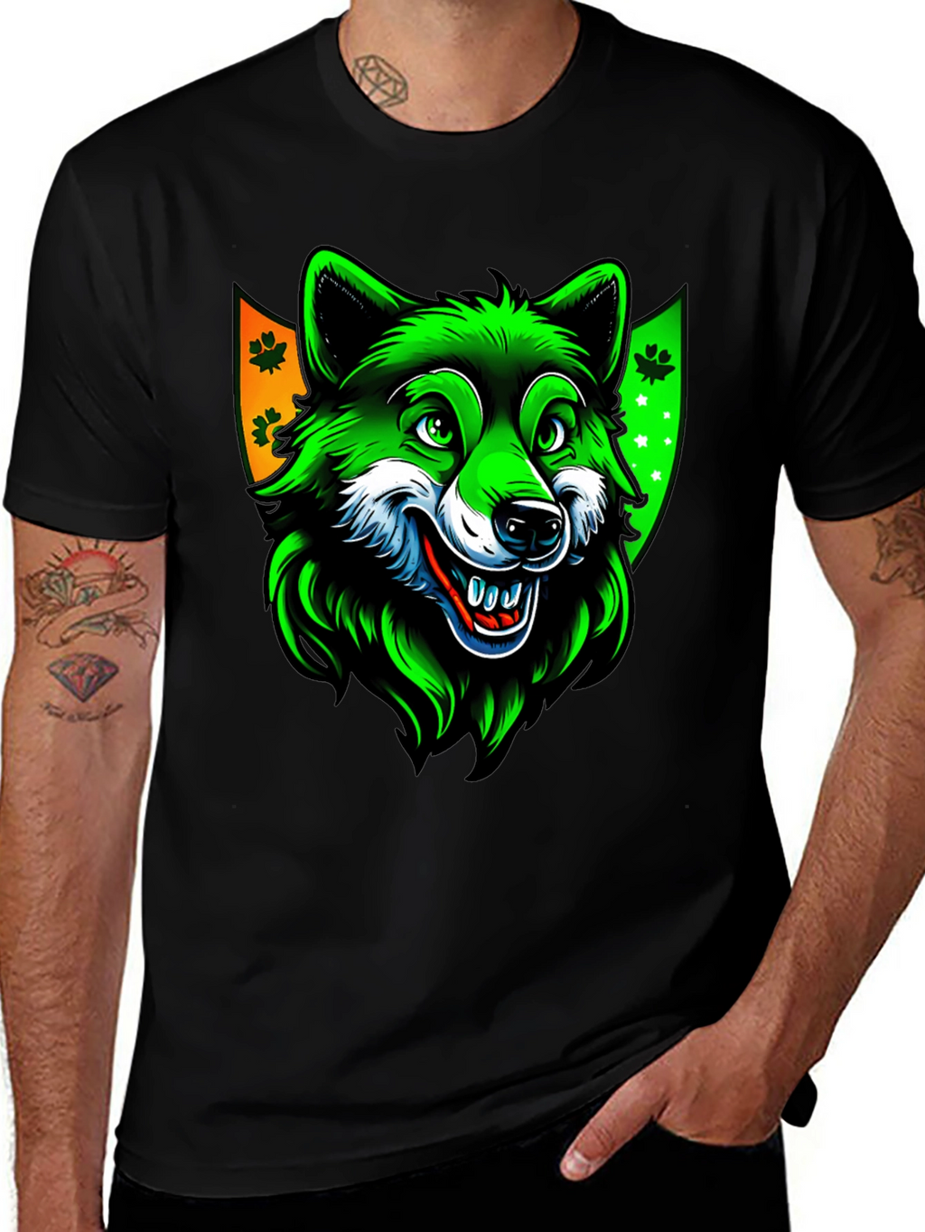 St. Patricks Day Wolf Graphic Tee - Black