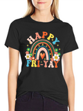 Happy Fri-Yay T-Shirt - Rainbow Graphic