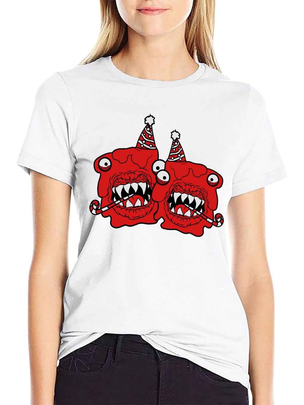 Festive Monster Graphic T-Shirt - Black