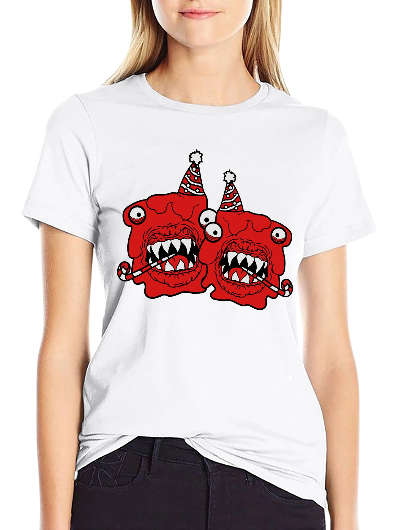 Festive Monster Graphic T-Shirt - Black