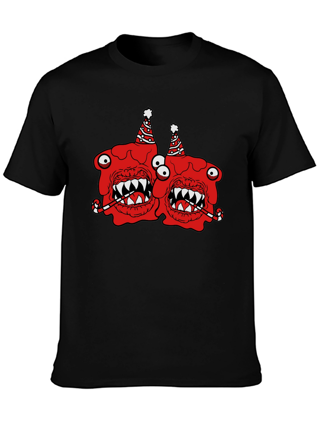 Festive Monster Graphic T-Shirt - Black