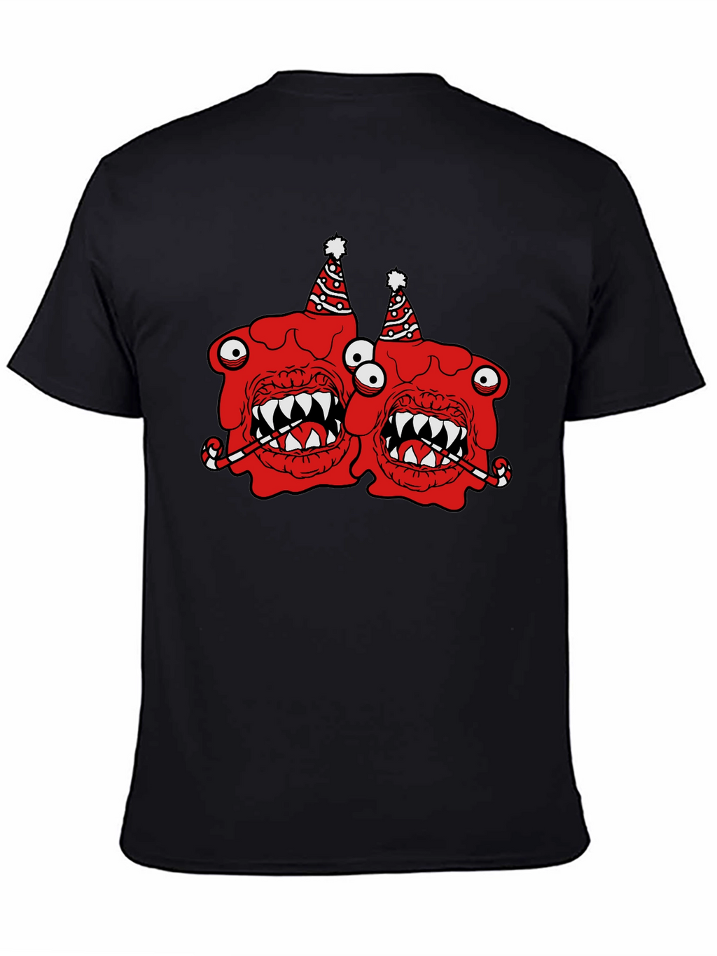 Festive Monster Graphic T-Shirt - Black