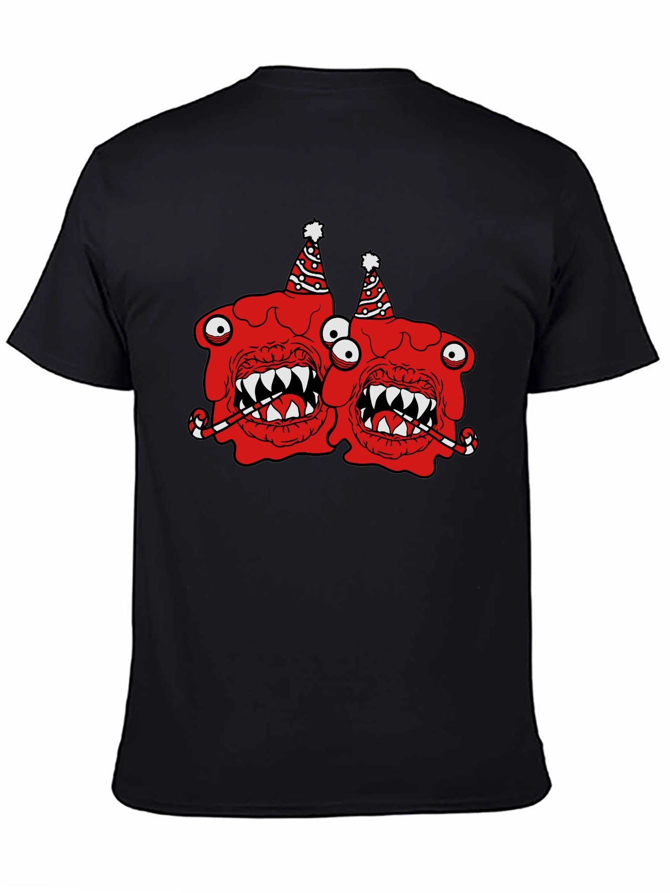 Festive Monster Graphic T-Shirt - Black