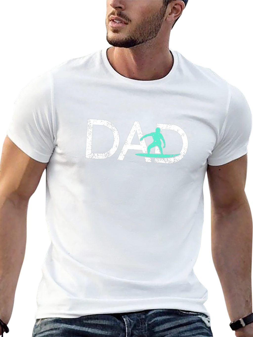 Dad Surfer Graphic Tee - Cool Fathers Day Shirt