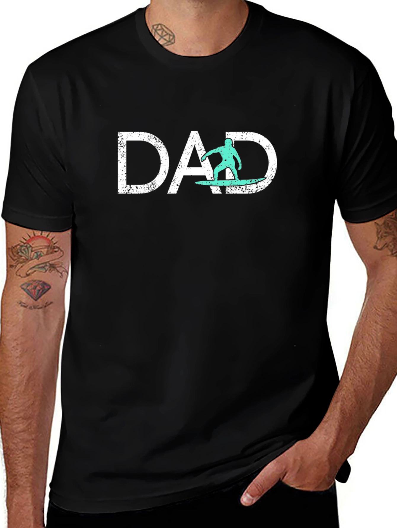 Dad Surfer Graphic Tee - Cool Fathers Day Shirt