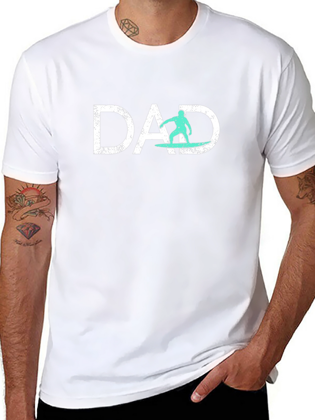 Dad Surfer Graphic Tee - Cool Fathers Day Shirt