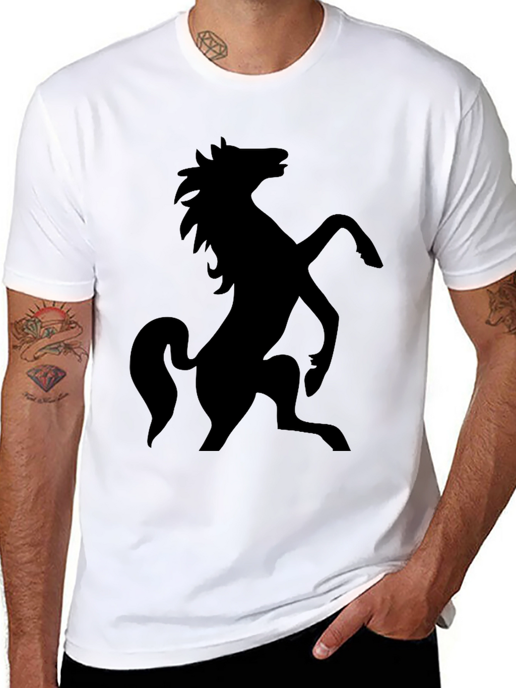 Black Horse Graphic Tee - Stylish Menswear