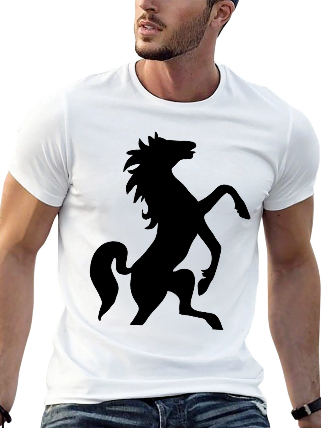 Black Horse Graphic Tee - Stylish Menswear