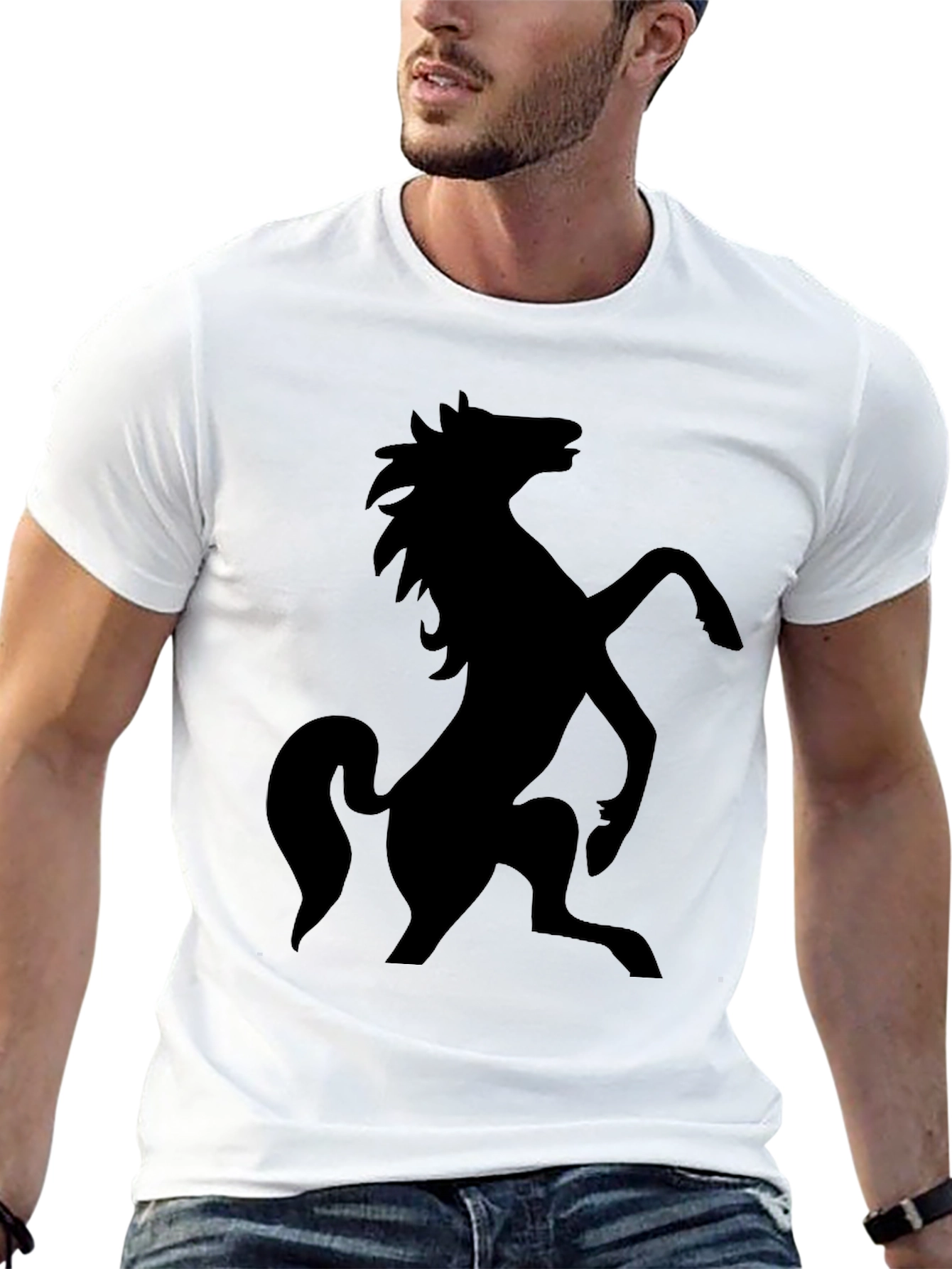 Black Horse Graphic Tee - Stylish Menswear