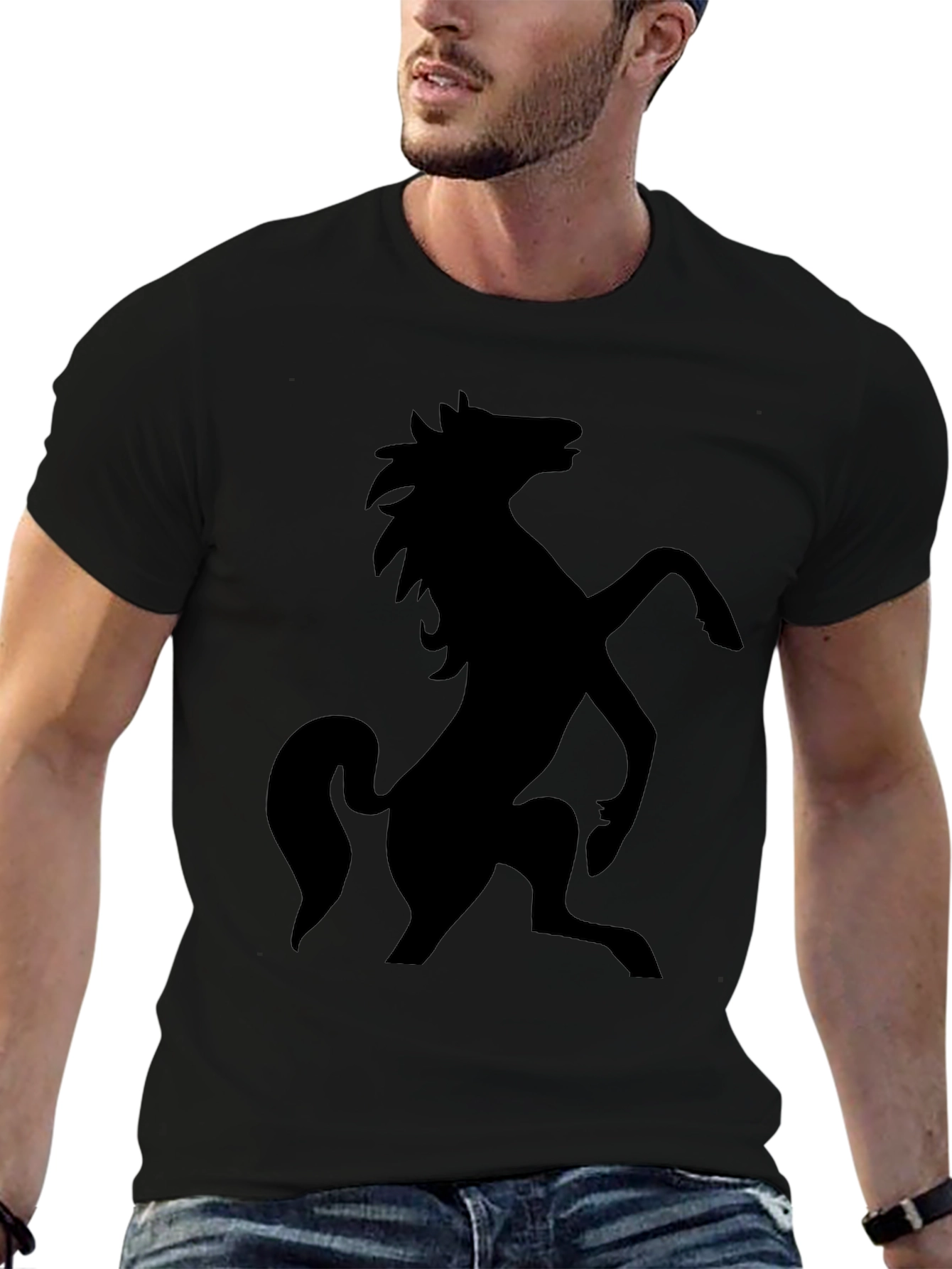 Black Horse Graphic Tee - Stylish Menswear