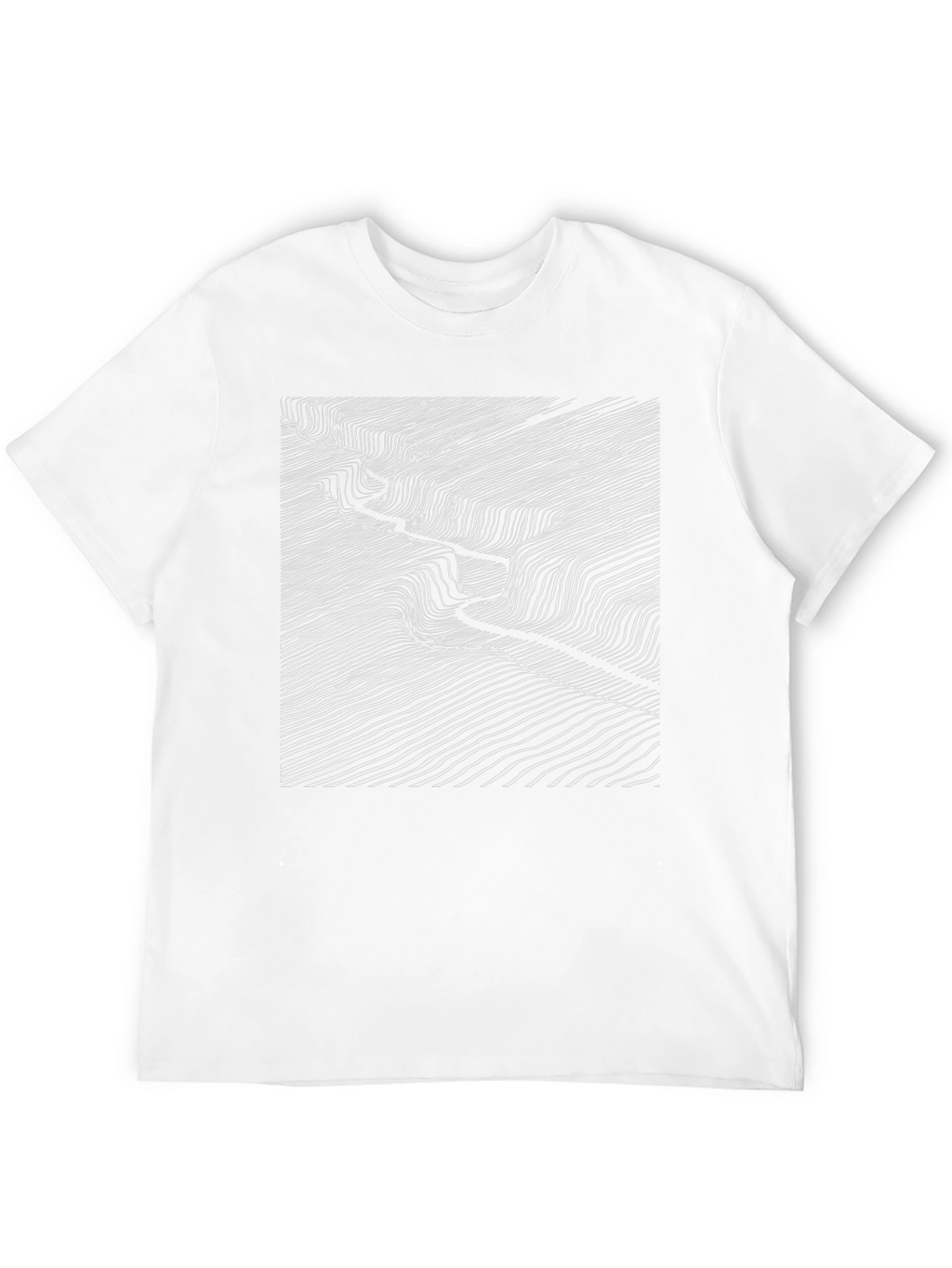 Abstract Topographic Line Art Black T-Shirt