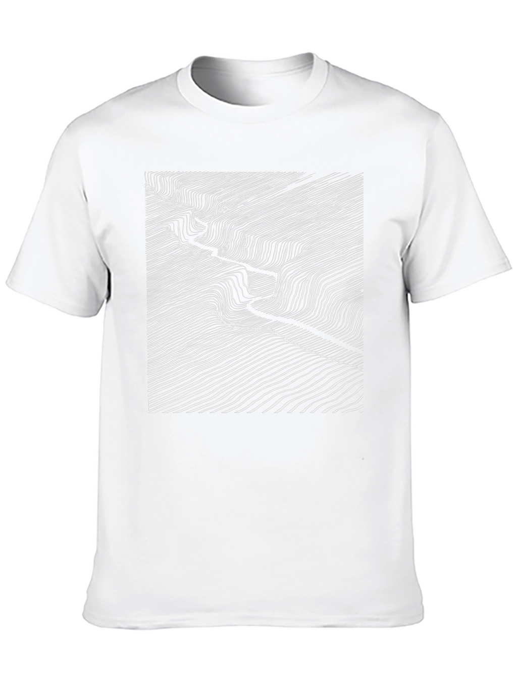 Abstract Topographic Line Art Black T-Shirt