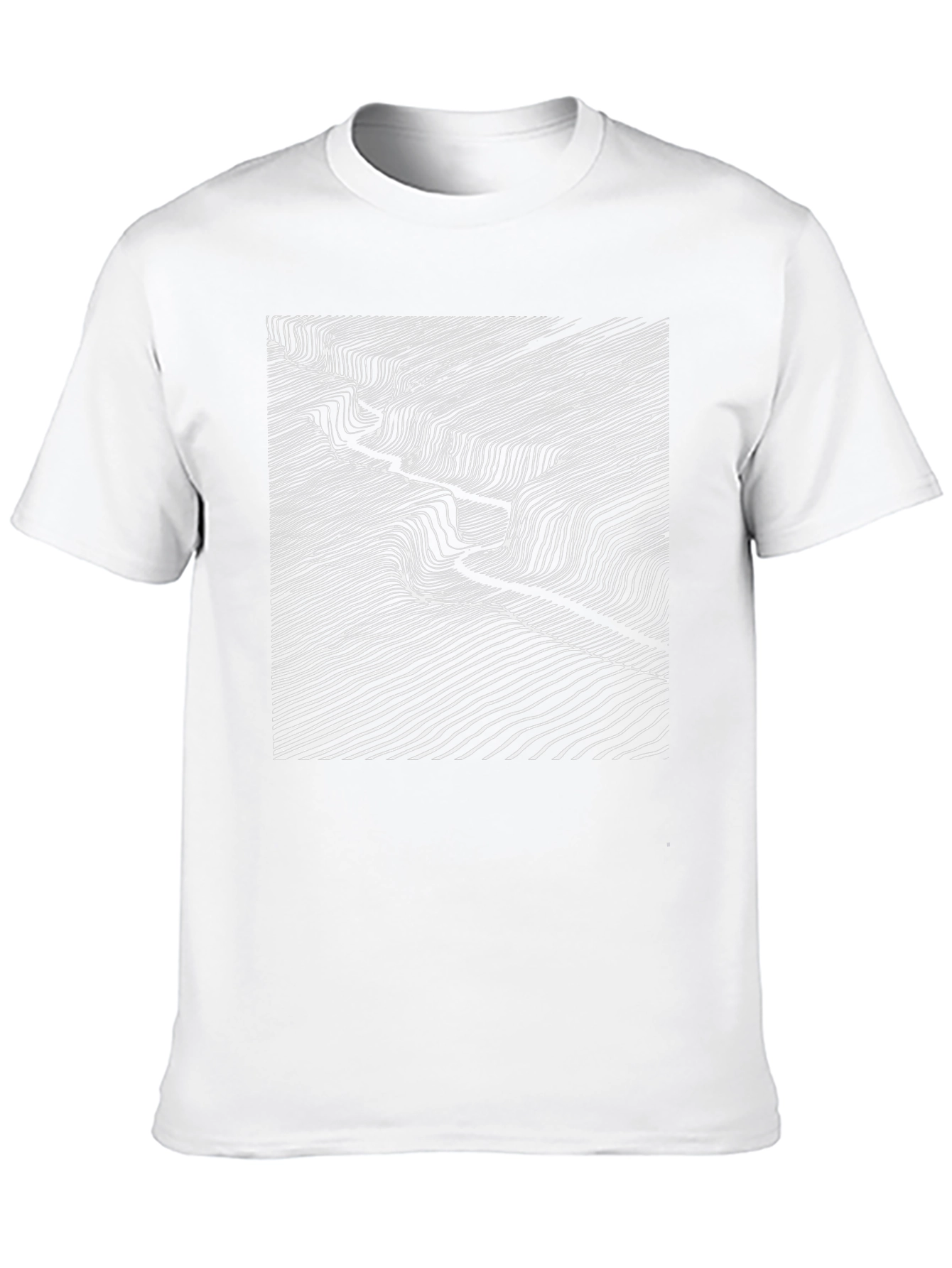 Abstract Topographic Line Art Black T-Shirt