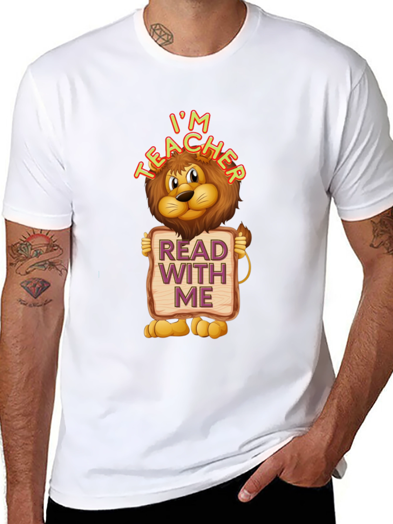 Im Teacher Lion Graphic T-Shirt - Read With Me Design
