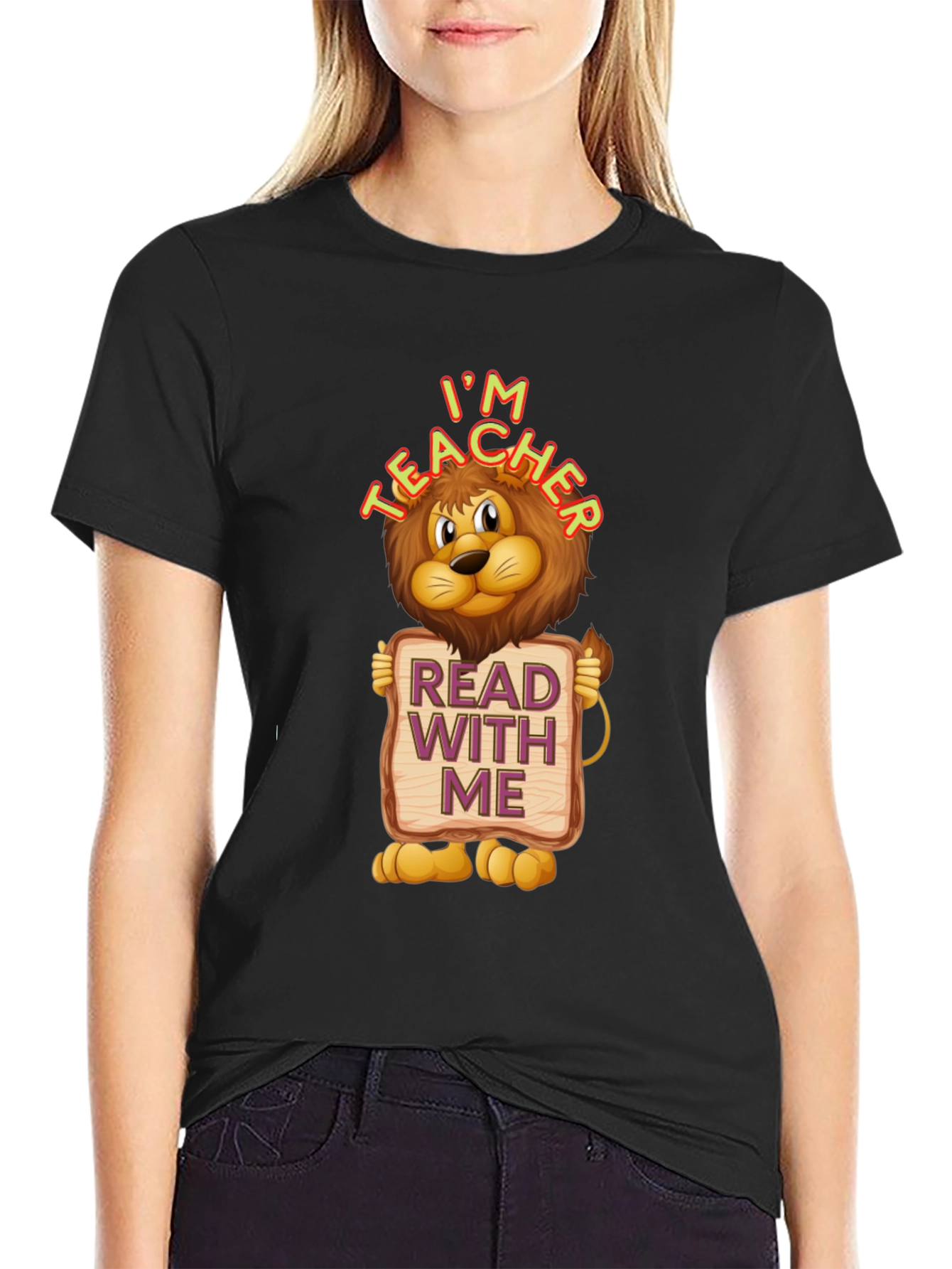Im Teacher Lion Graphic T-Shirt - Read With Me Design