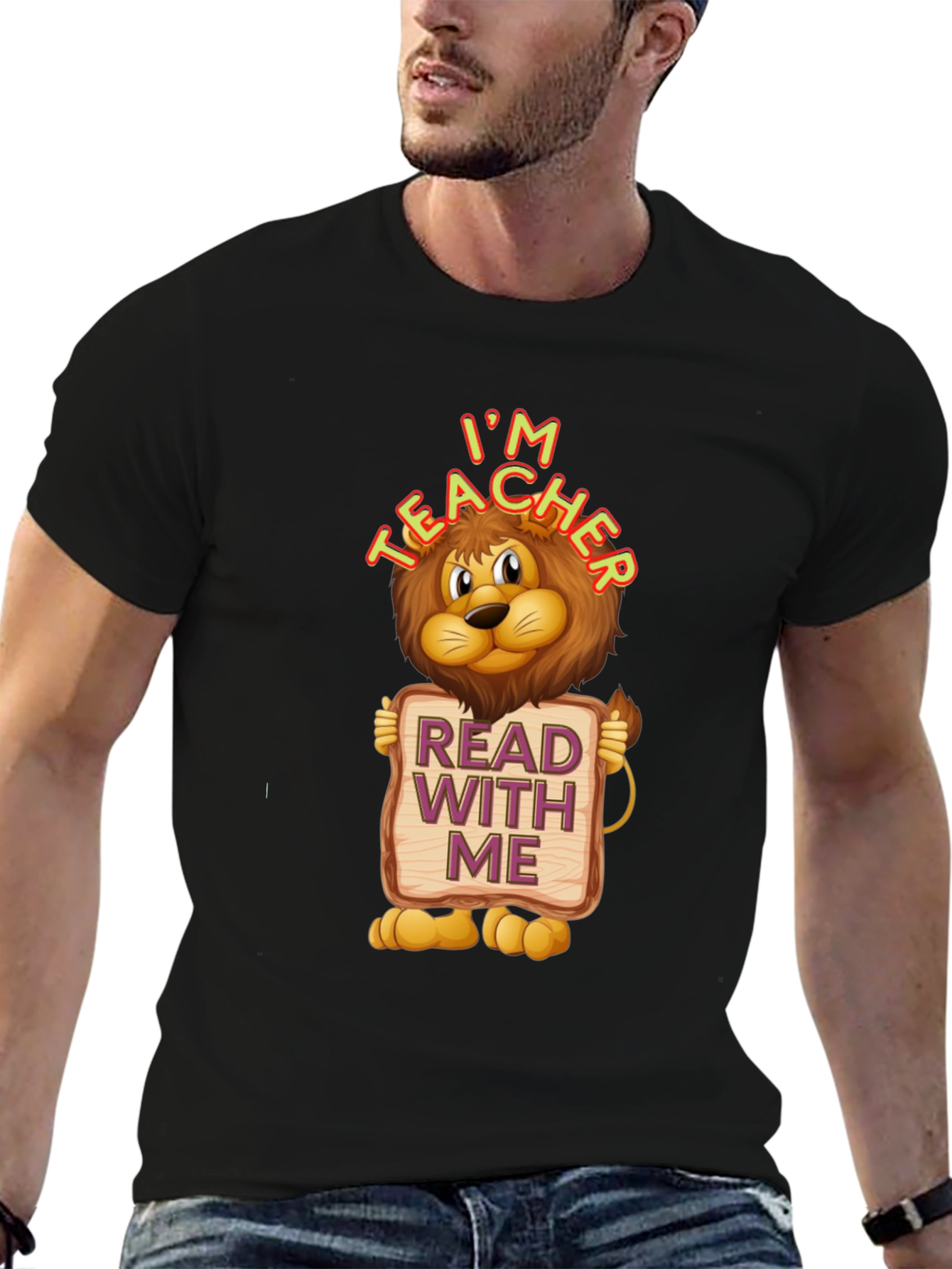 Im Teacher Lion Graphic T-Shirt - Read With Me Design