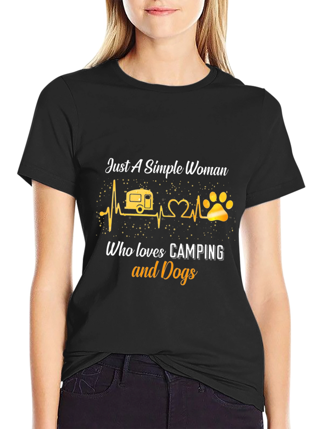 Simple Woman Camping & Dogs Graphic Tee