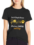 Simple Woman Camping & Dogs Graphic Tee